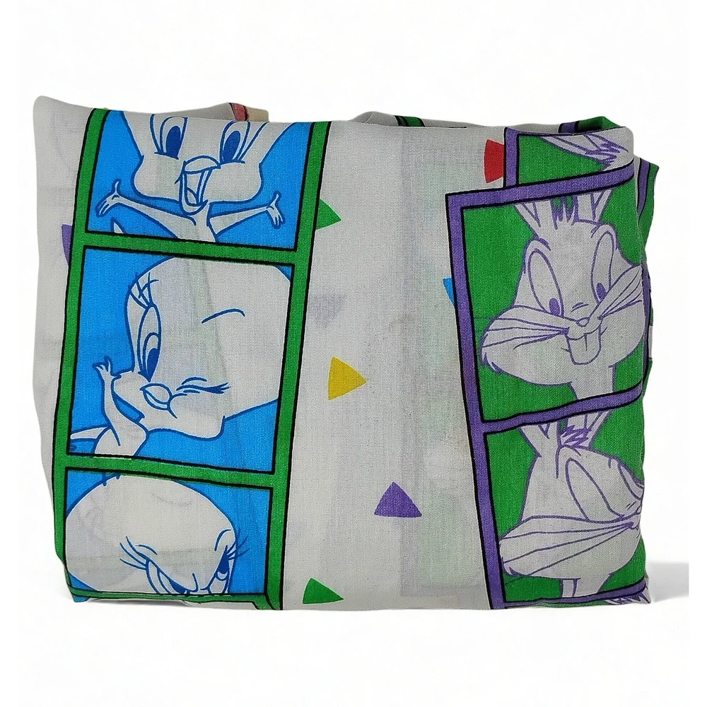 Vintage 90's Looney Tunes Full Bed Sheet Set Fitted Sheet Warner Bros